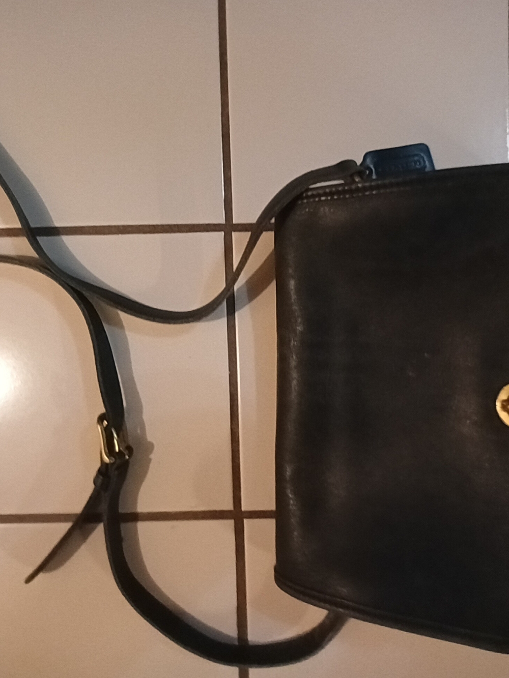 Coach Black Leather Crossbody Bag with Gold Hardware Vintage Collectors